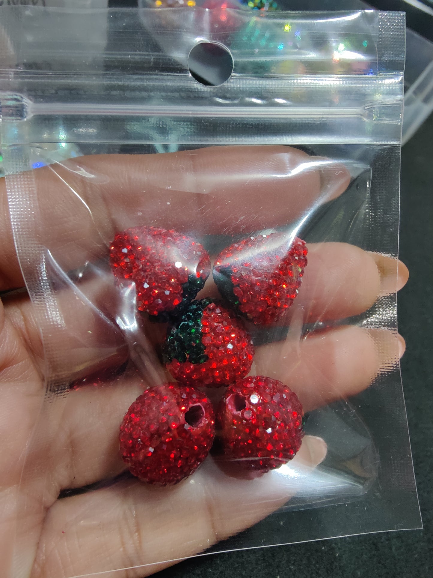 Strawberry Rhinestone Beads
