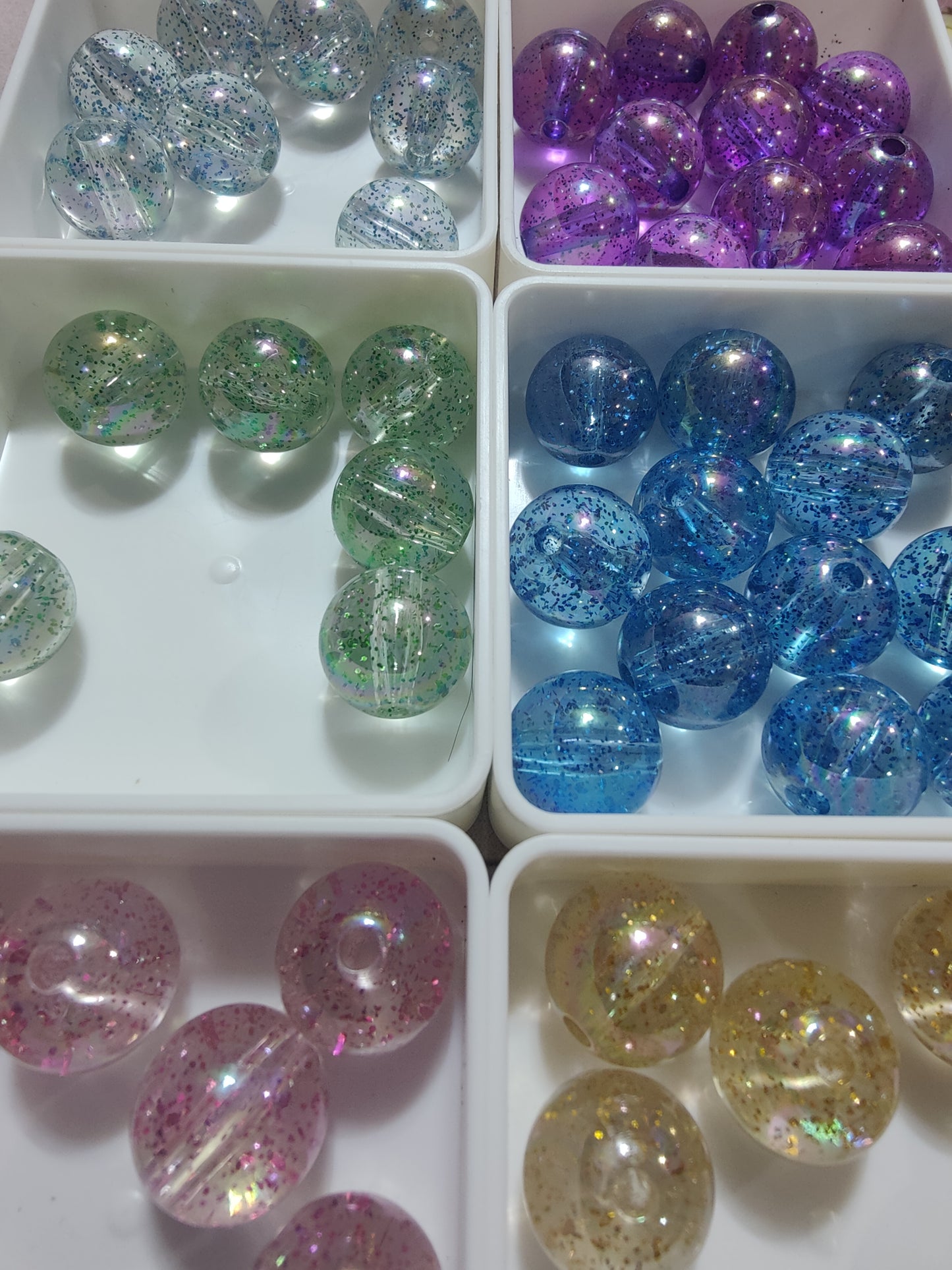 20 mm clear glitter
