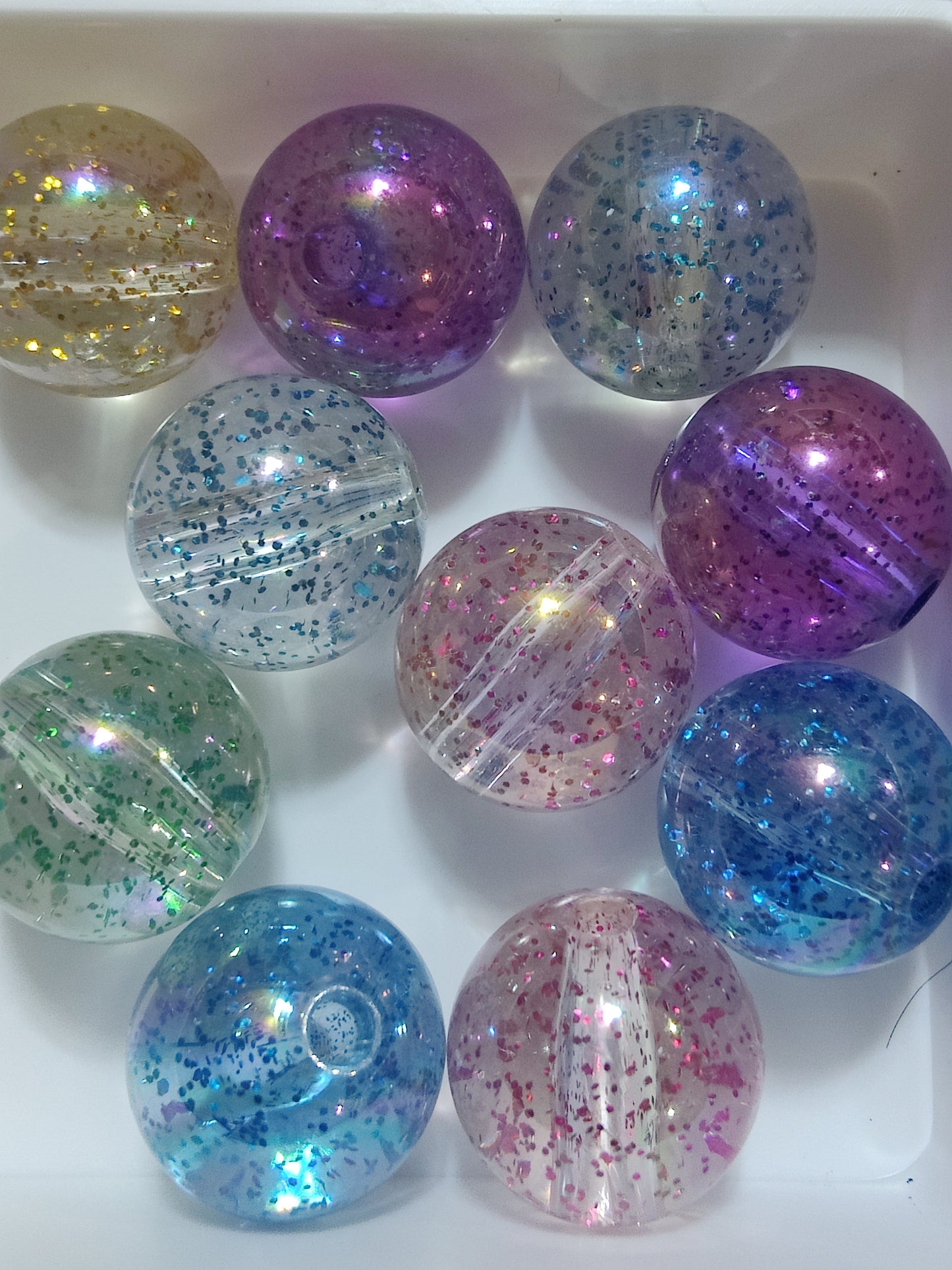 20 mm clear glitter