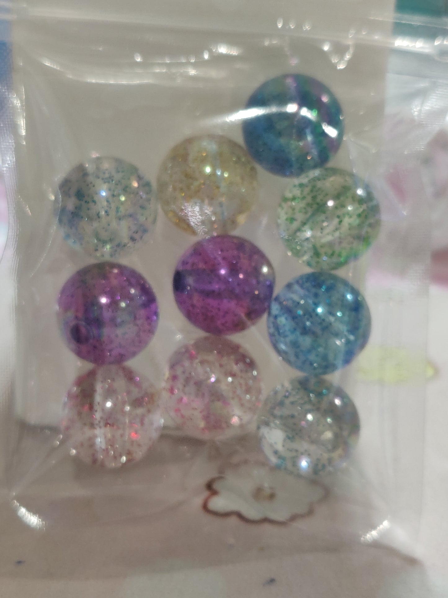 20 mm clear glitter