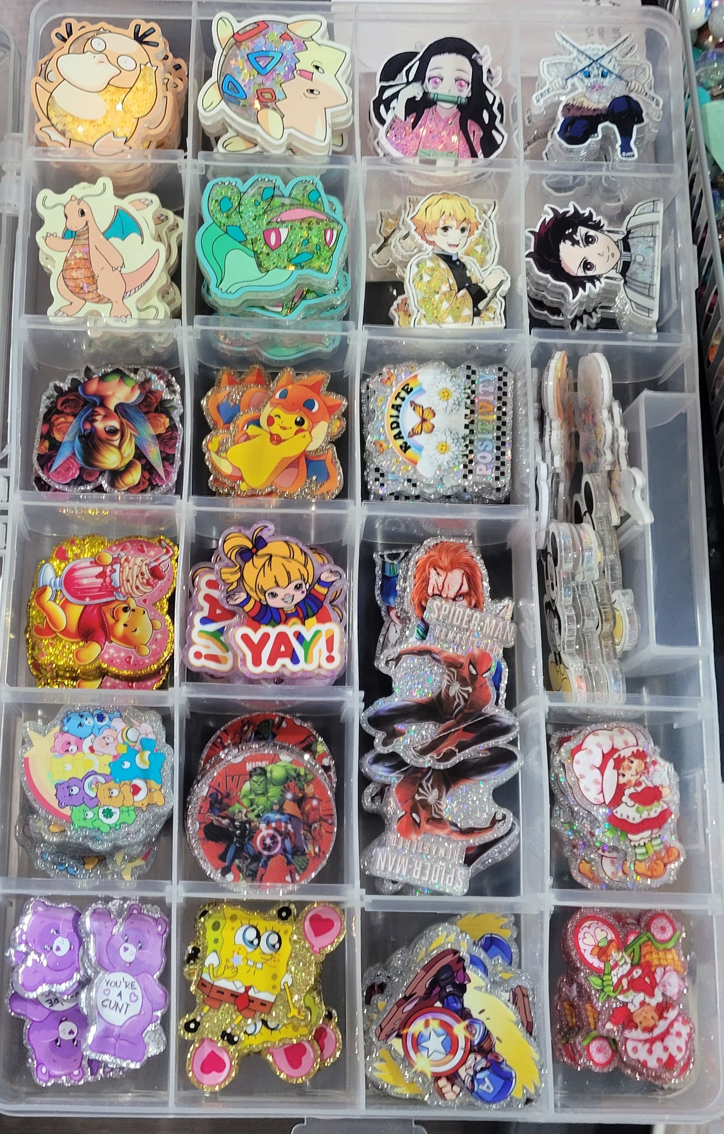 Glitter Acrylics - Badge Reel, phone grip