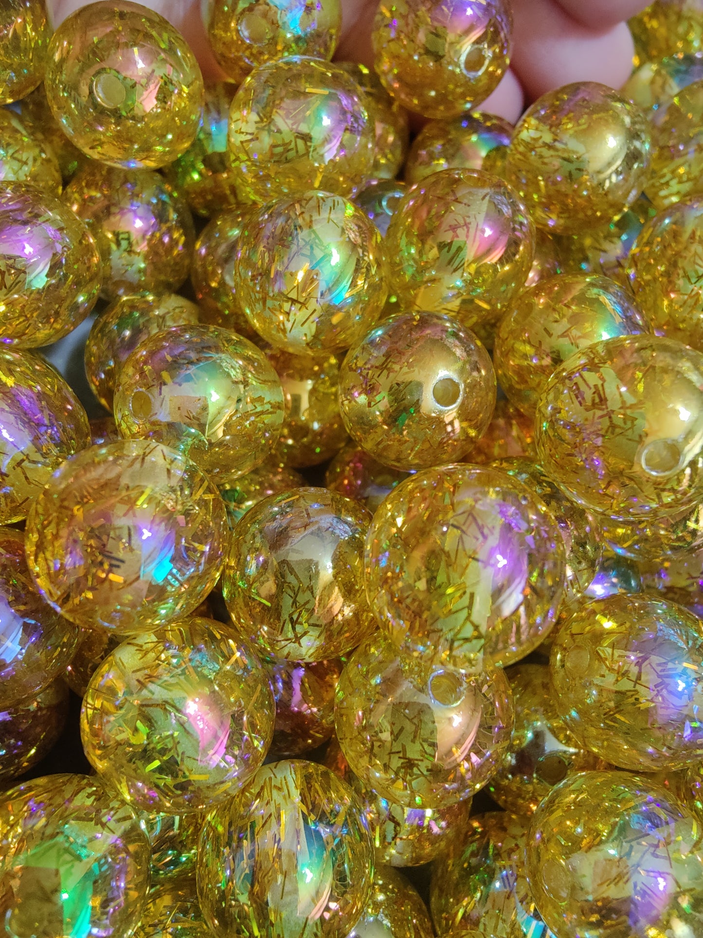 16mm Gold Confetti Clear