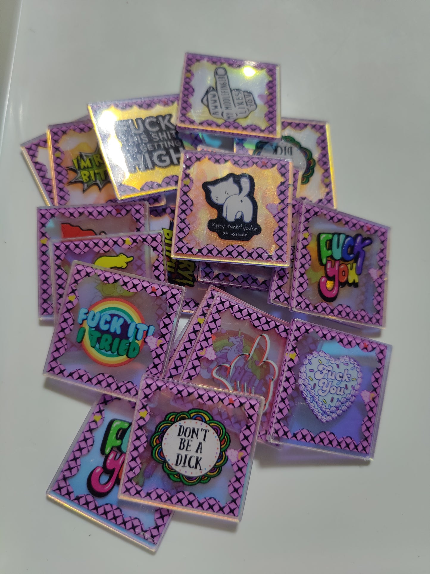 Swear Bad Words Squares - 4cm