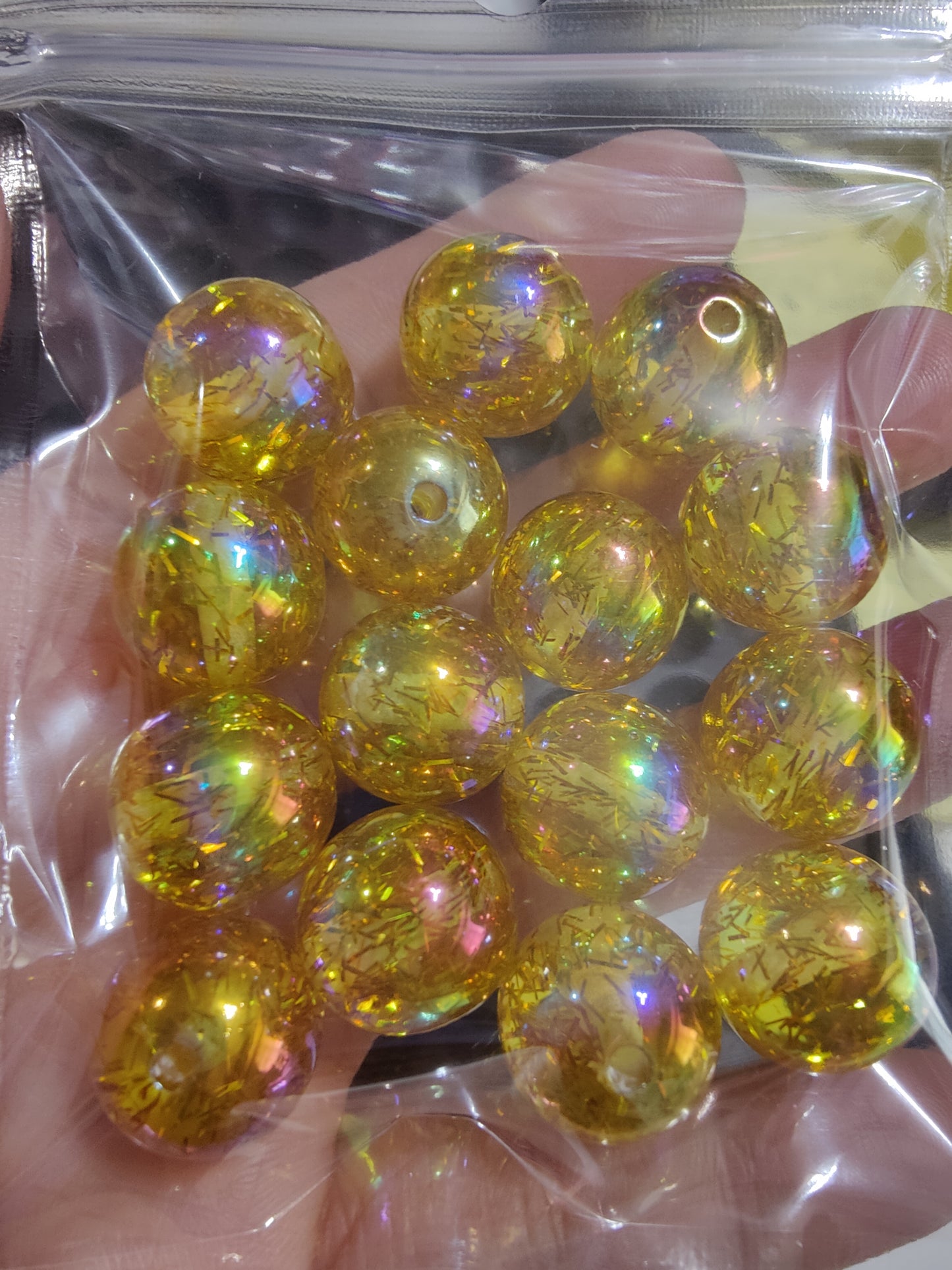 16mm Gold Confetti Clear