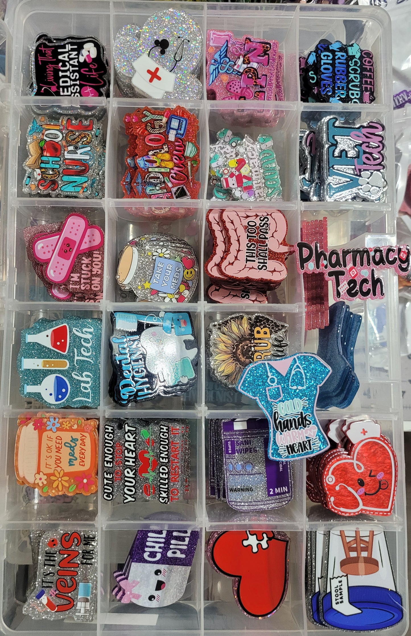 Glitter Acrylics - Badge Reel, phone grip