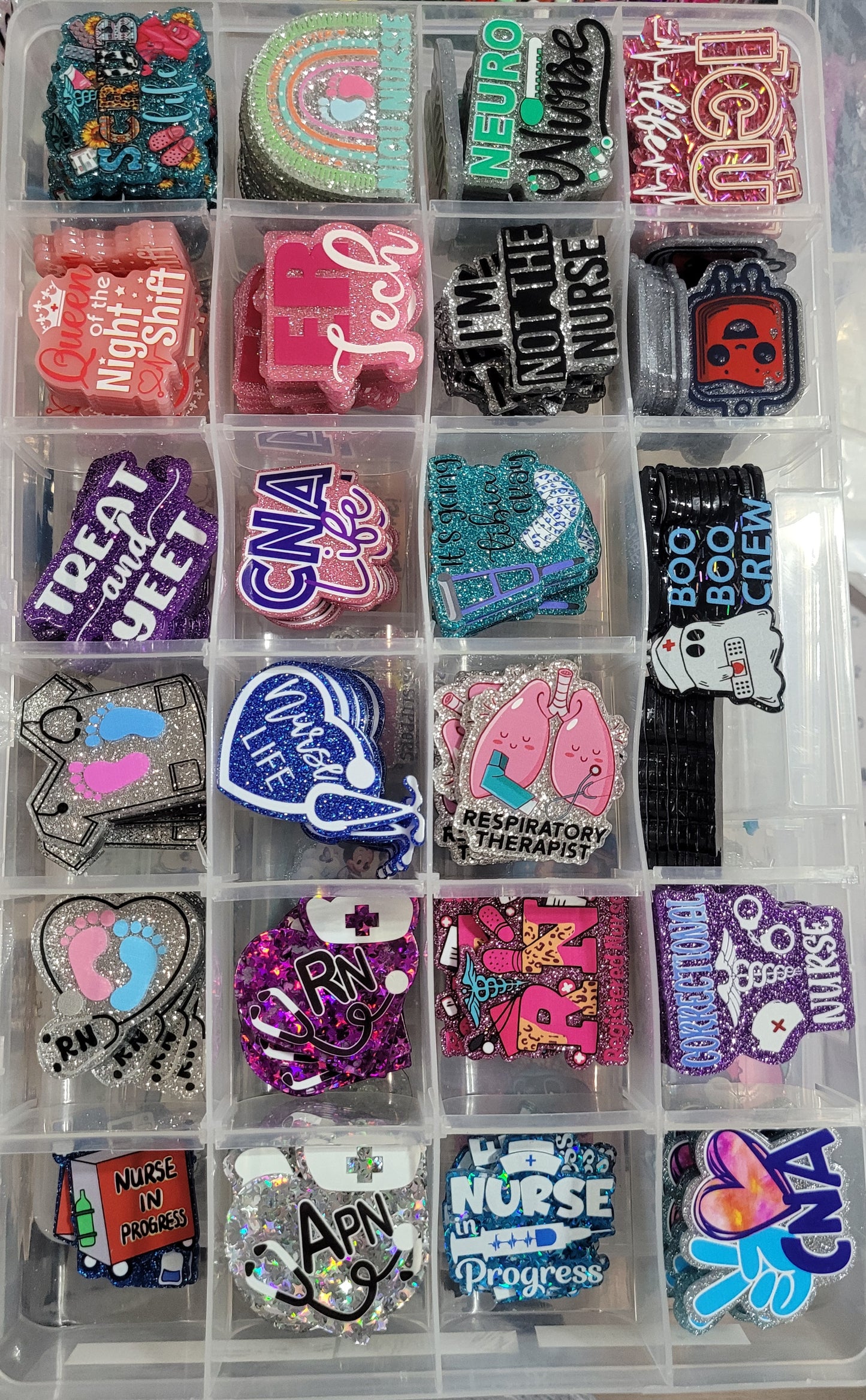 Glitter Acrylics - Badge Reel, phone grip