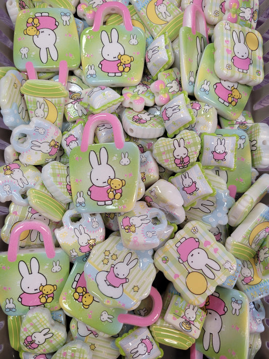 Miffy (green pink) 2  Bead Mix