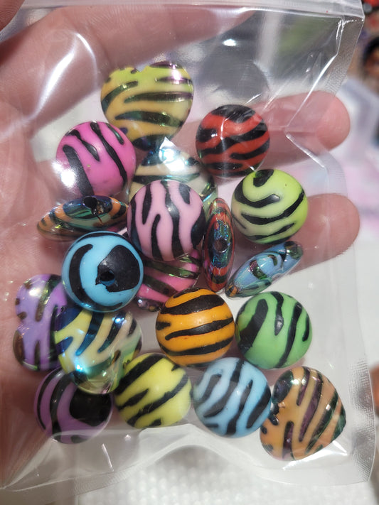 16mm Heart and Round Zebra
